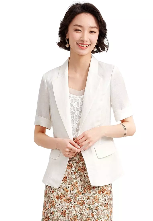 Tropical Blazer Open front Outwear With Pockets