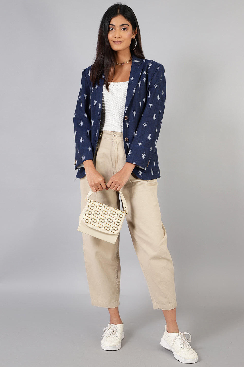 Mariner Blue Blazer Open front Outwear With Pockets For Women