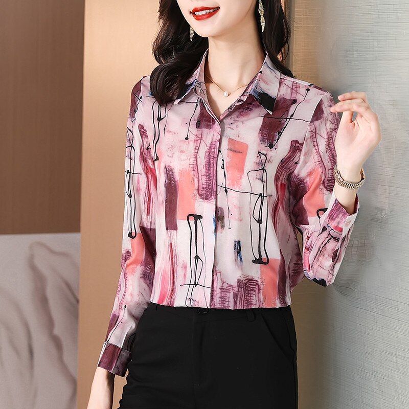 Mix Rayon Printed Designer Pink Sketch shirt